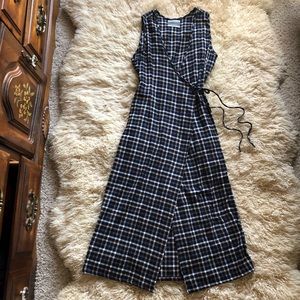 UO Flannel Wrap Midi Dress SIZE S